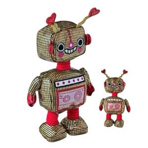 Shiny Gold And Red 9” Mini Robot Plush Toy